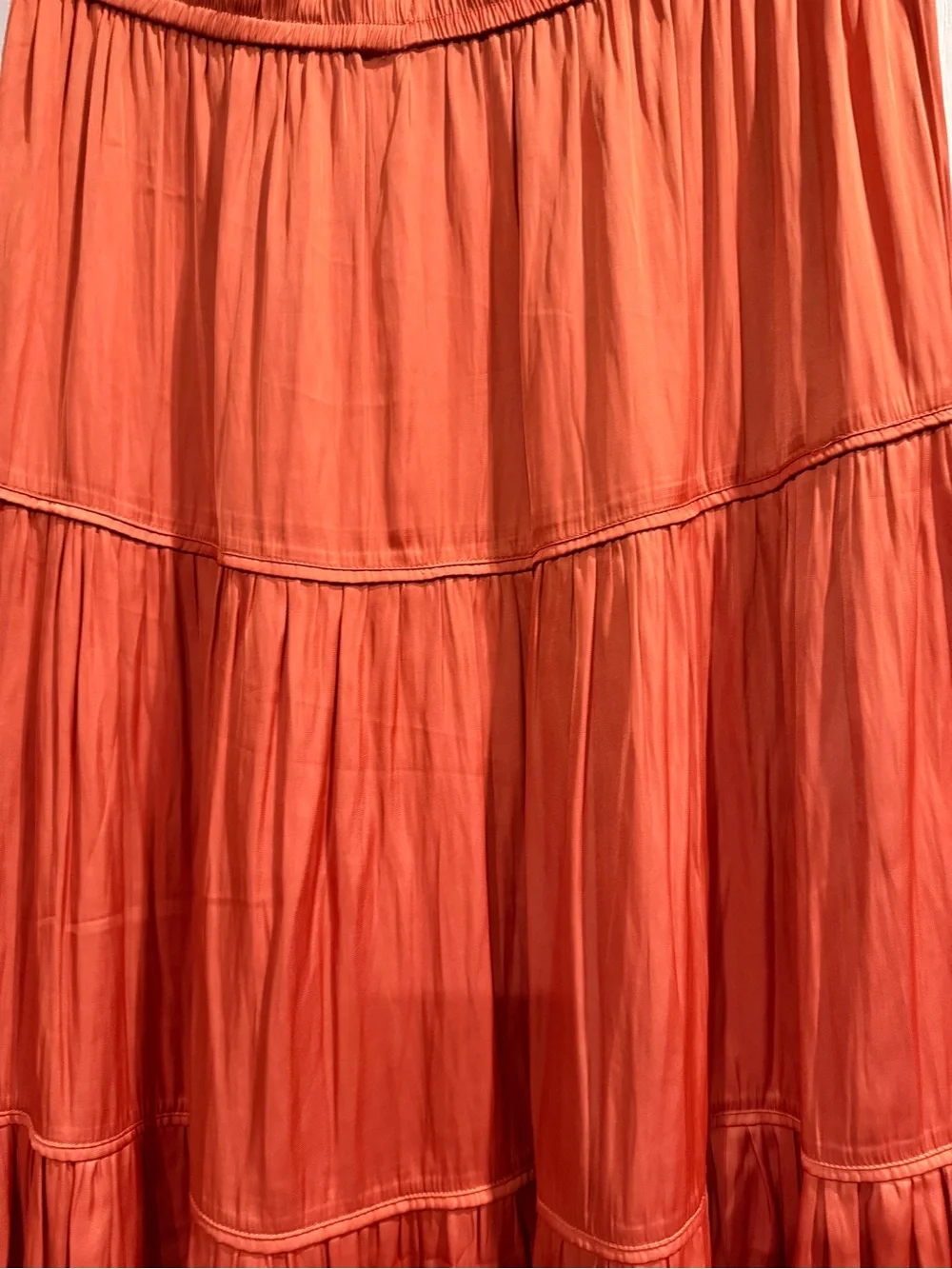 Joie Coral Tiered Maxi Skirt with Elastic Waist